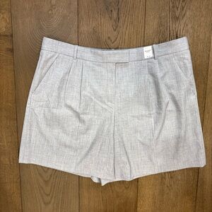 Abercrombie & Fitch Sloane Mid-Rise Tailored Shorts in Gray Linen-Blend